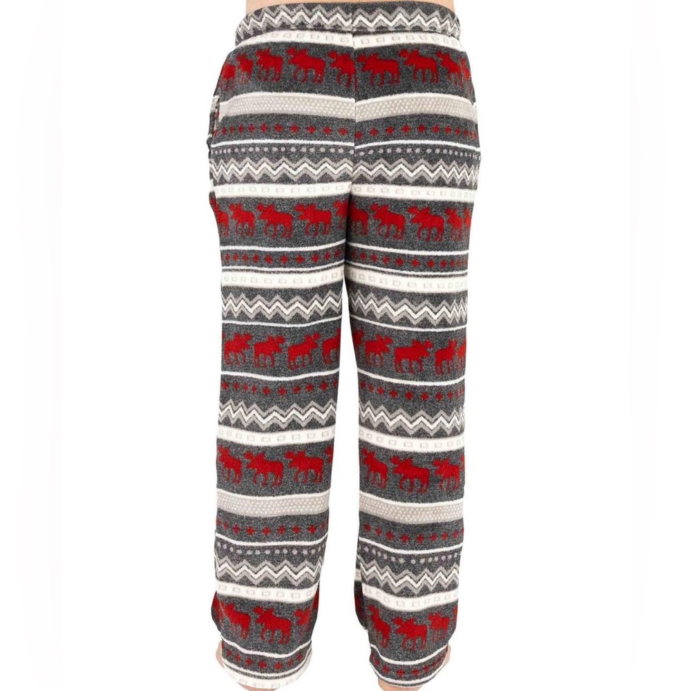 Lazy One Mens Fleece Pajama Bottoms - Red and Gray - Picture 4 of 9